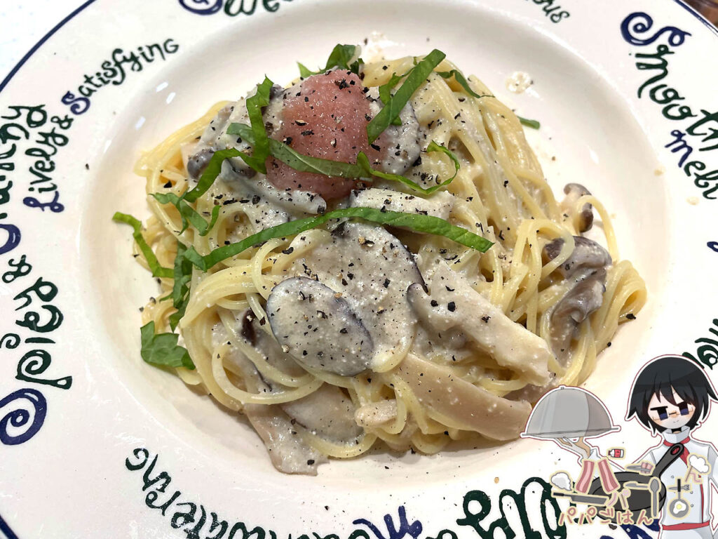 たらこクリームパスタ（かねふくたらこスティック使用）