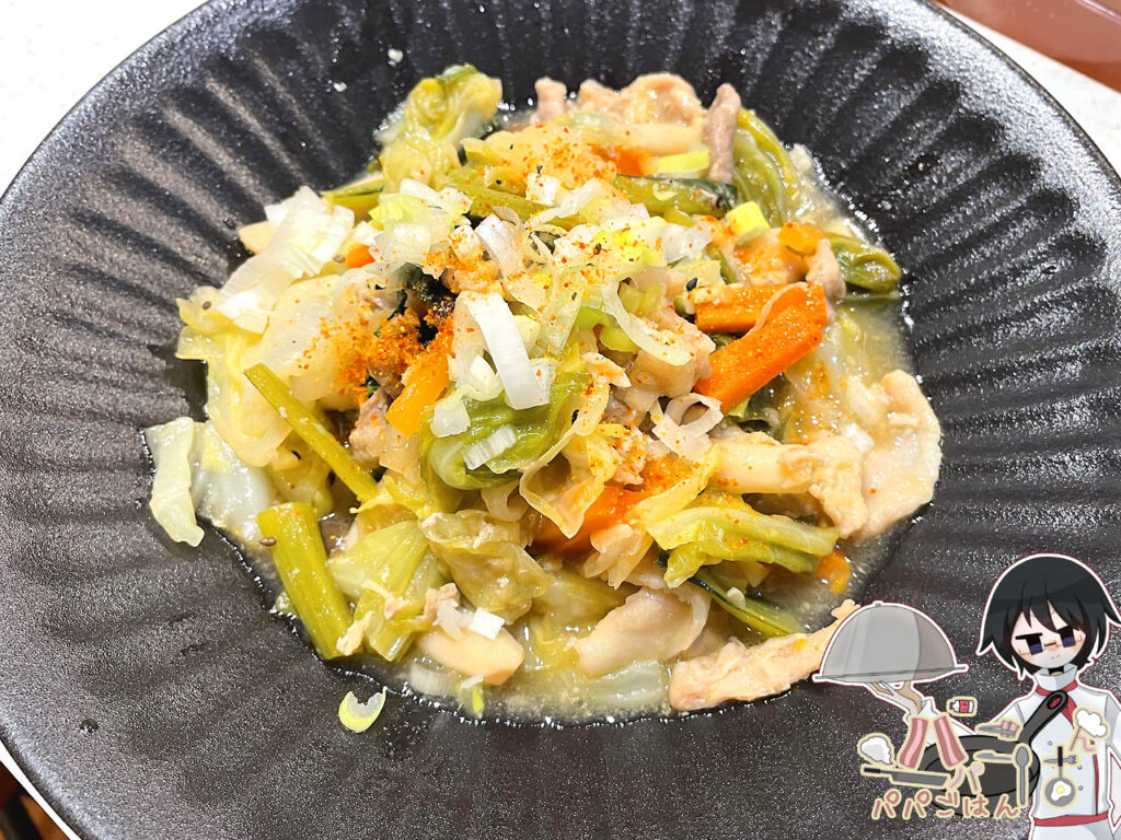 キャベツと豚こまのにんにく酒蒸し キャベツと豚こまのにんにく酒蒸し