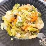 キャベツと豚こまのにんにく酒蒸し